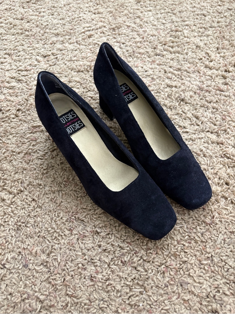 Mootsies Tootsies Sasha Suede Square Toe Black Heel women’s 8 Vintage Party Heel